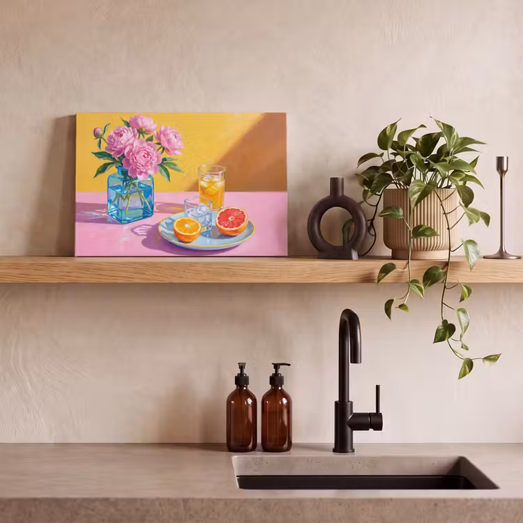 Canvas Print - Flowers - Pink - Modern - Bloemen - Roze - Modern canvas 2cm klein