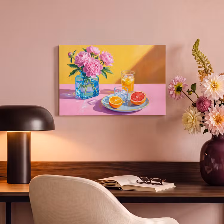 Canvas Print - Flowers - Pink - Modern - Bloemen - Roze - Modern canvas 2cm klein