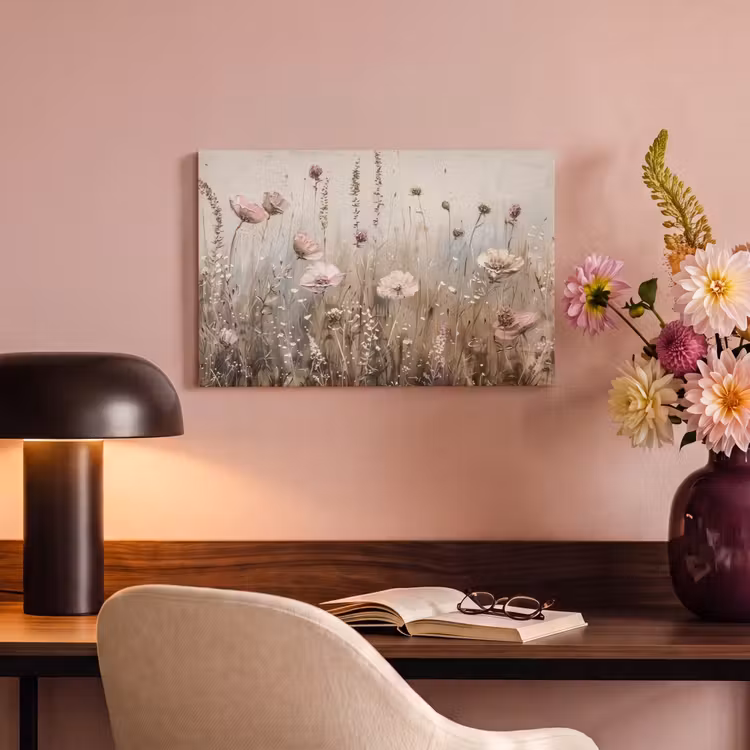 Bloemen - Roze - Modern - Beige canvas 2cm klein -sfeer4