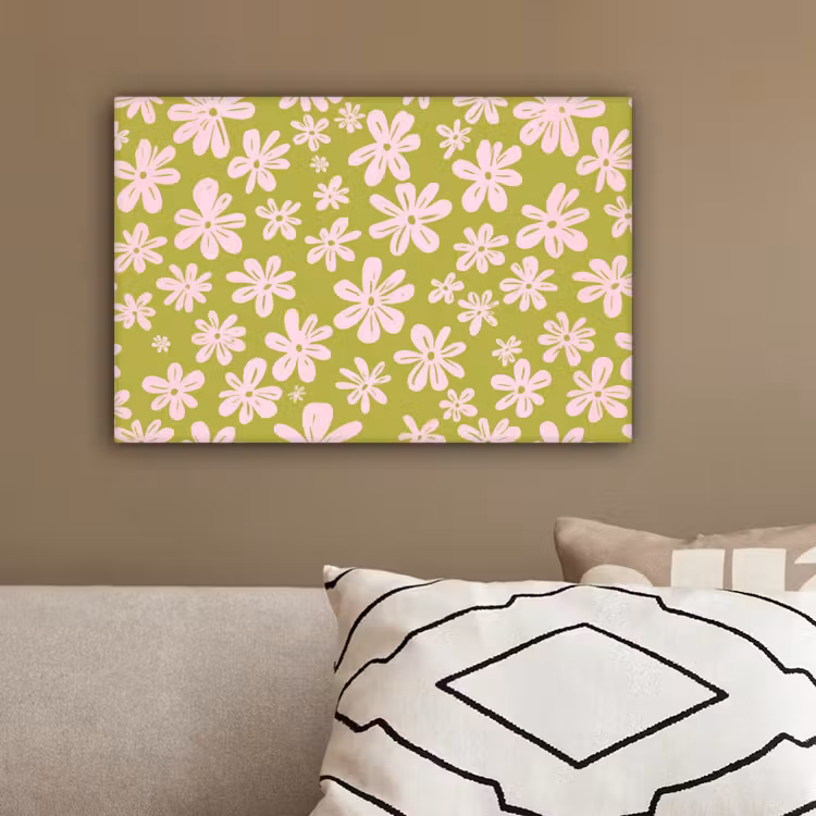 Bloemen - Roze - Getekend - Patroon canvas 2cm klein -sfeer3