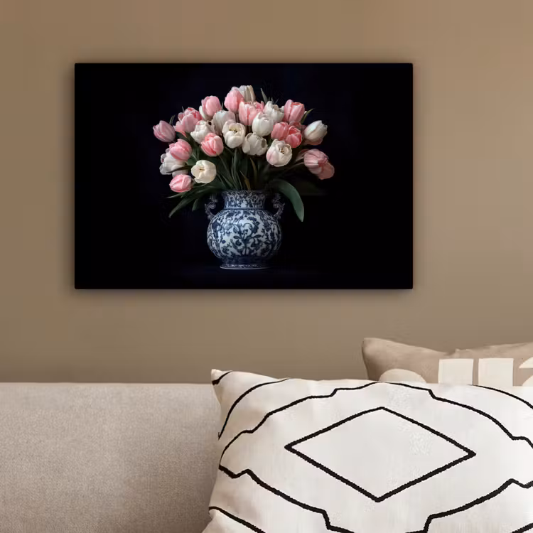 Bloemen - Roze - Tulpen - Vaas canvas 2cm klein -sfeer3