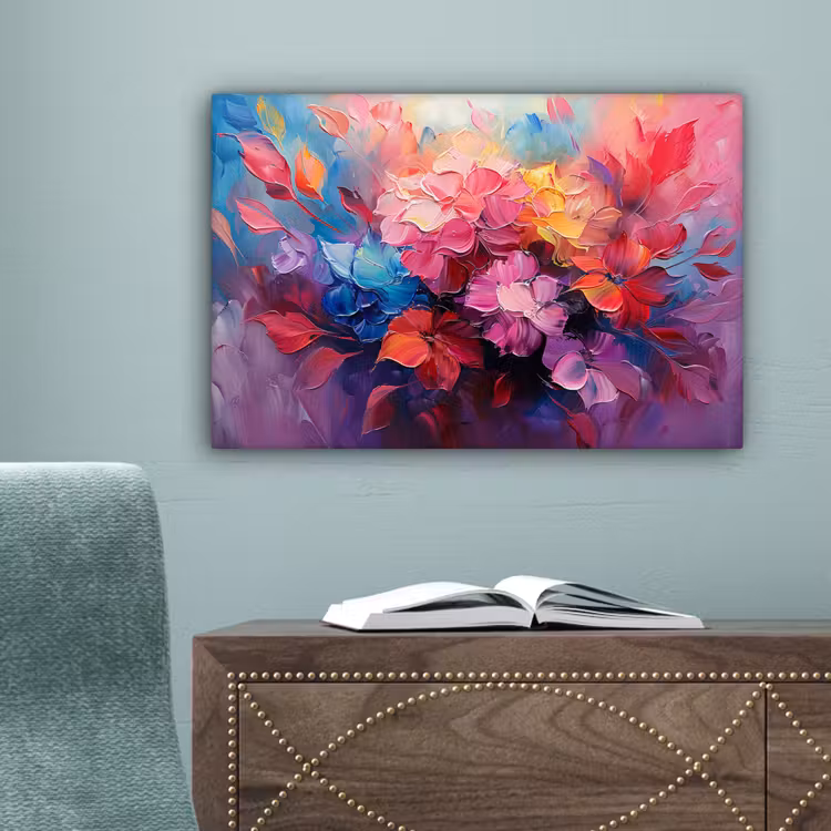 Bloemen - Roze - Watercolor - Kunst canvas 2cm klein -sfeer4