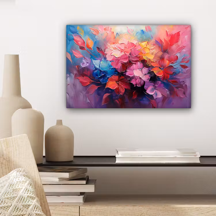 Bloemen - Roze - Watercolor - Kunst canvas 2cm klein -sfeer6