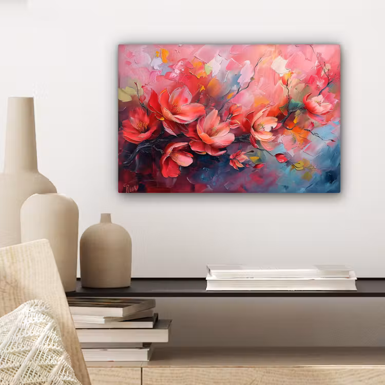 Bloemen - Roze - Watercolor - Natuur- Kunst canvas 2cm klein -sfeer6