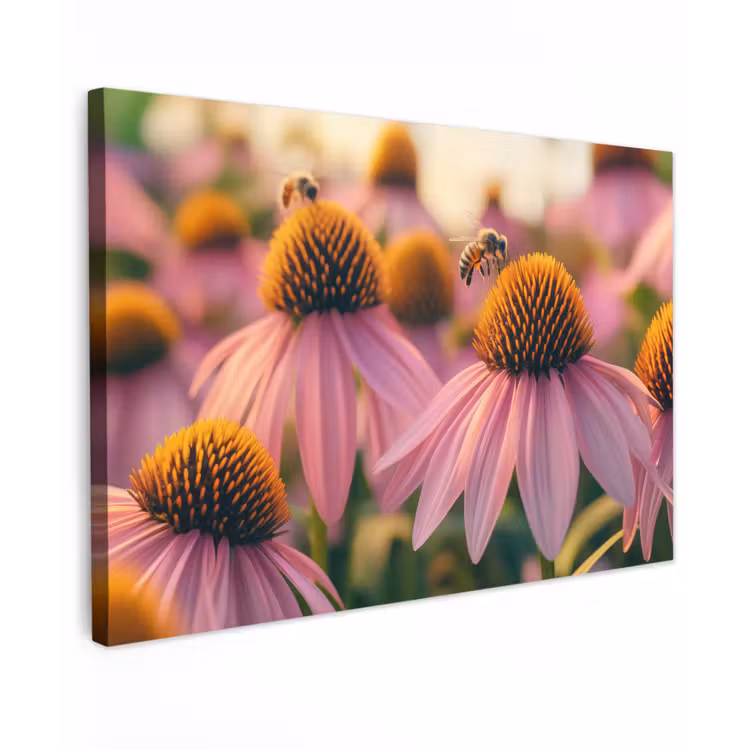 Bloemen - Paars - Bijen canvas 2cm klein -z3d