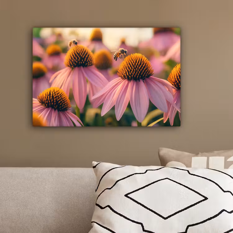 Bloemen - Paars - Bijen canvas 2cm klein -sfeer3