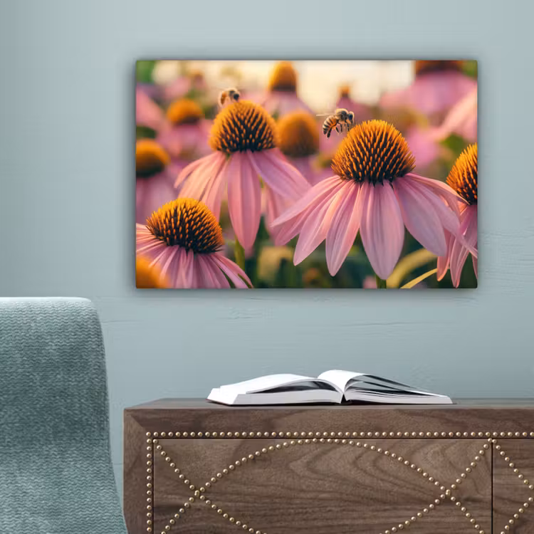 Bloemen - Paars - Bijen canvas 2cm klein -sfeer4
