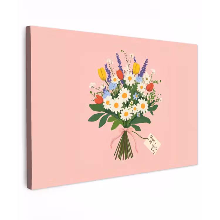 Bloemen - Lint - Kaartje canvas 2cm klein -z3d