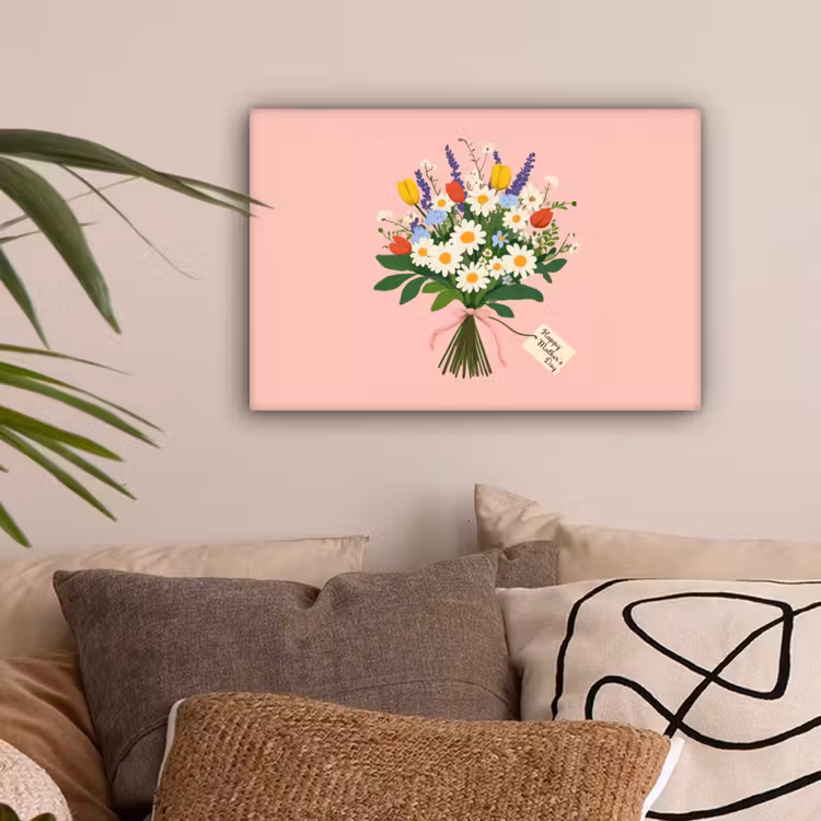 Bloemen - Lint - Kaartje canvas 2cm klein -sfeer1