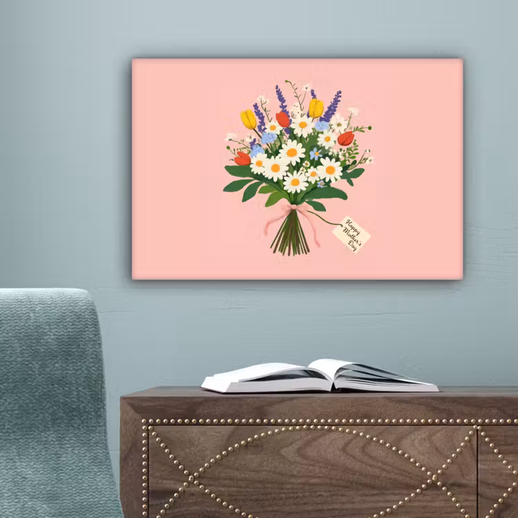 Bloemen - Lint - Kaartje canvas 2cm klein -sfeer4