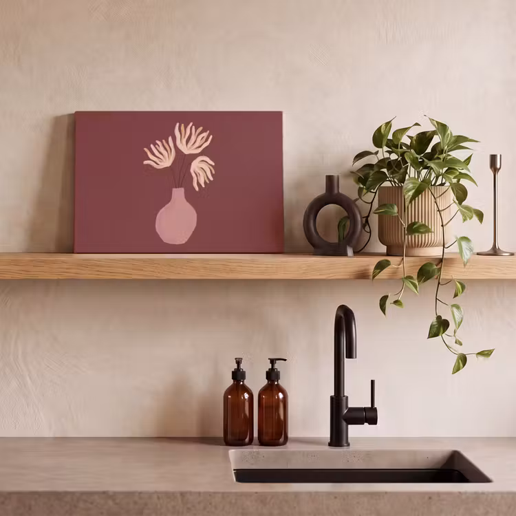 Bloemen - Vaas - Abstract - Modern - Aardetinten canvas 2cm klein -sfeer3