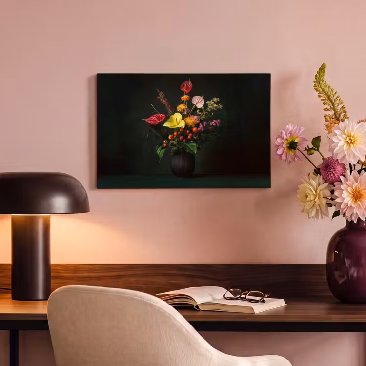 Bloemen - Vaas - Zwart canvas 2cm klein -sfeer4