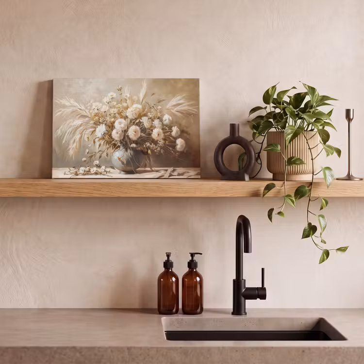 Bloemen - Vaas - Stilleven - Beige canvas 2cm klein -sfeer3