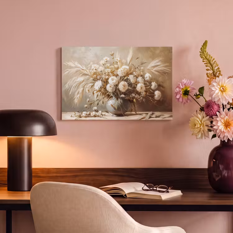 Bloemen - Vaas - Stilleven - Beige canvas 2cm klein -sfeer4