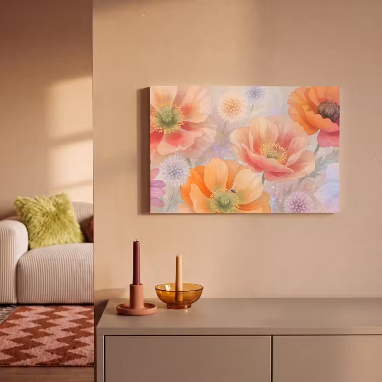 Bloemen - Aquarel - Natuur - Modern - Kleurrijk canvas 2cm klein -sfeer1