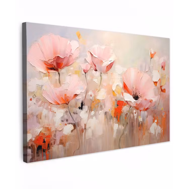 Bloemen - Watercolor - Roze - Abstract - Kunst canvas 2cm klein -z3d