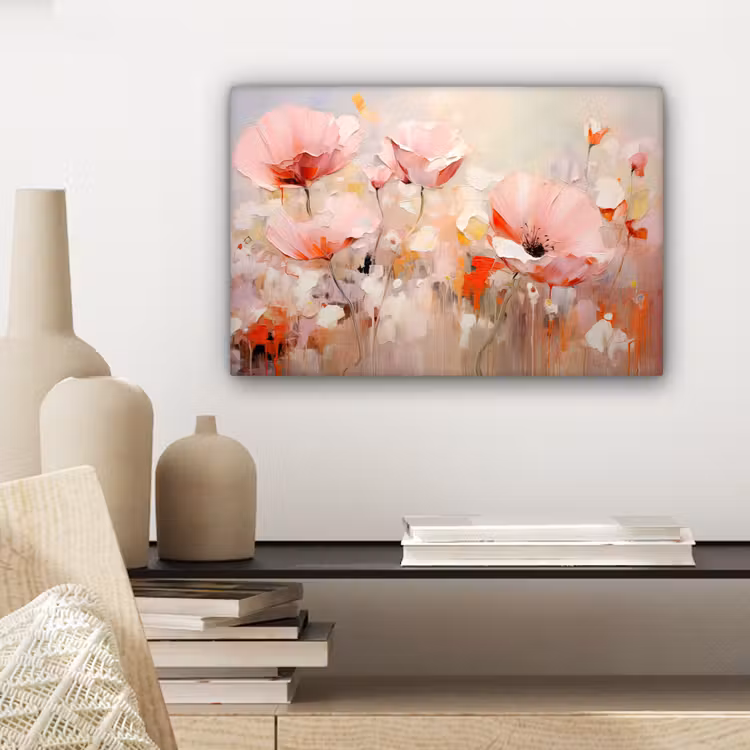 Bloemen - Watercolor - Roze - Abstract - Kunst canvas 2cm klein -sfeer6