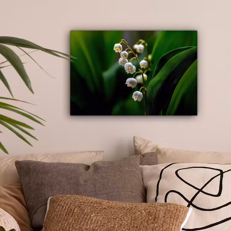 Bloemen - Wit - Bladeren - Lelietjes canvas 2cm klein -sfeer1