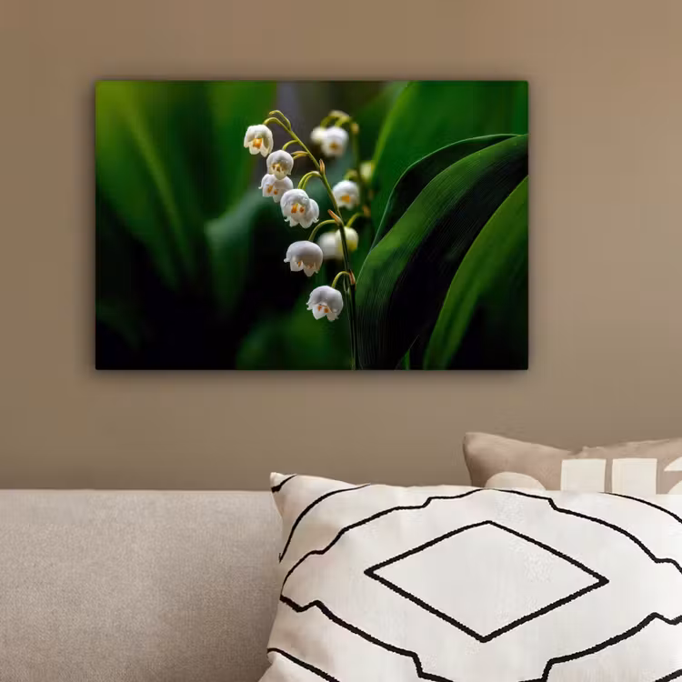 Bloemen - Wit - Bladeren - Lelietjes canvas 2cm klein -sfeer3
