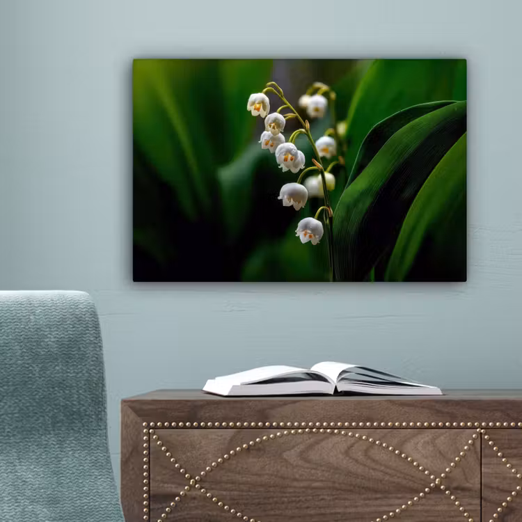 Bloemen - Wit - Bladeren - Lelietjes canvas 2cm klein -sfeer4