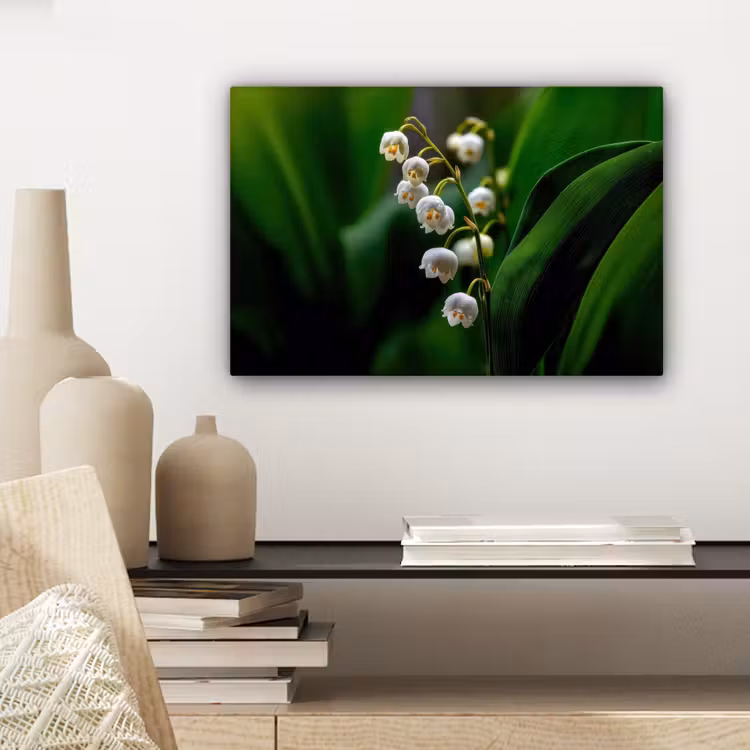 Bloemen - Wit - Bladeren - Lelietjes canvas 2cm klein -sfeer6