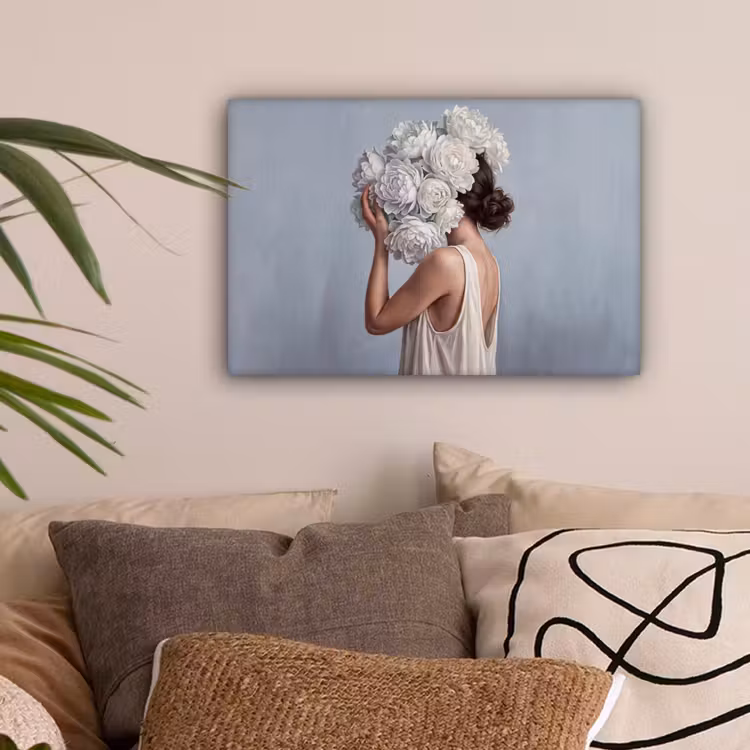 Bloemen - Vrouw - Wit canvas 2cm klein -sfeer1