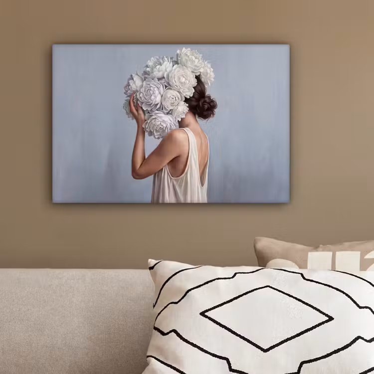 Bloemen - Vrouw - Wit canvas 2cm klein -sfeer3