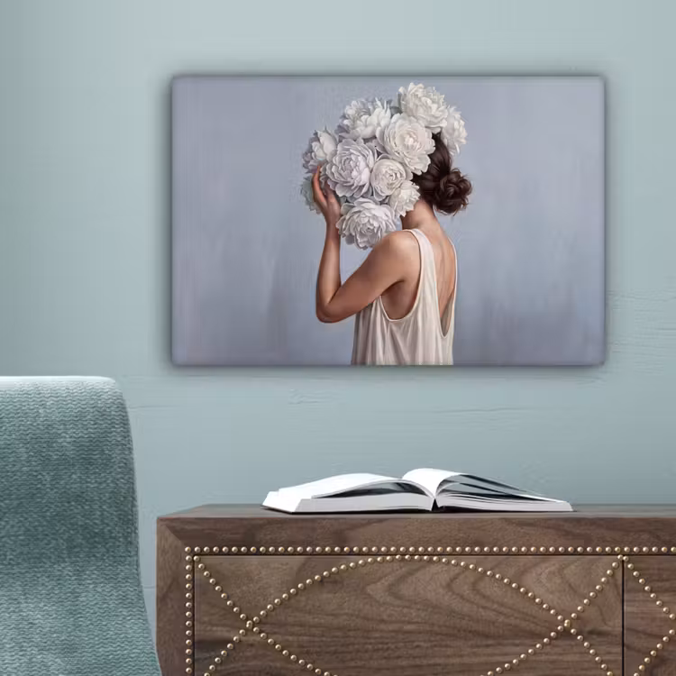 Bloemen - Vrouw - Wit canvas 2cm klein -sfeer4