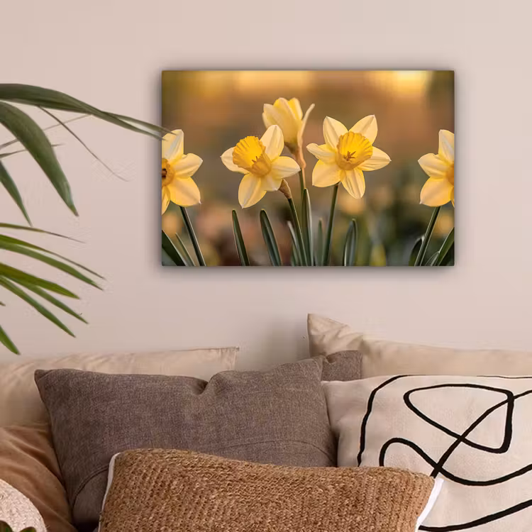 Bloemen - Geel - Wazig canvas 2cm klein -sfeer1