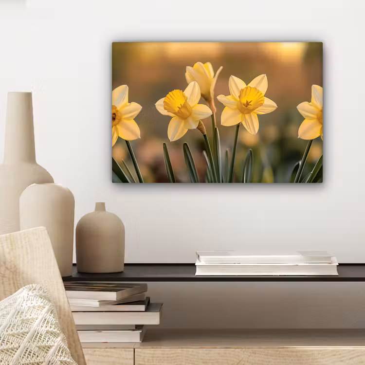 Bloemen - Geel - Wazig canvas 2cm klein -sfeer6