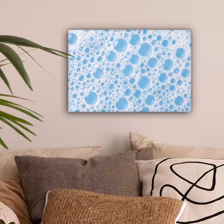 Schuim - Bubbels - Blauw canvas 2cm klein -sfeer1