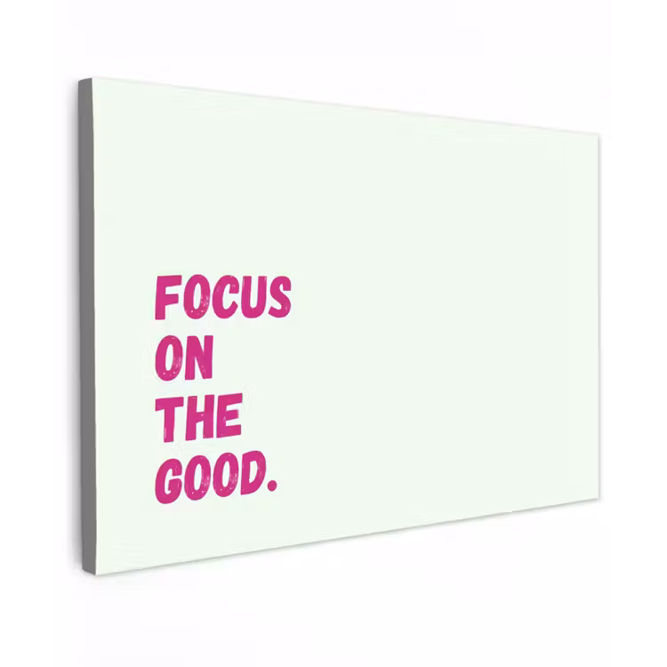 Focus on the good - Beige - Roze canvas 2cm klein -z3d