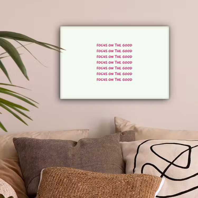 Focus on the good - Roze canvas 2cm klein -sfeer1