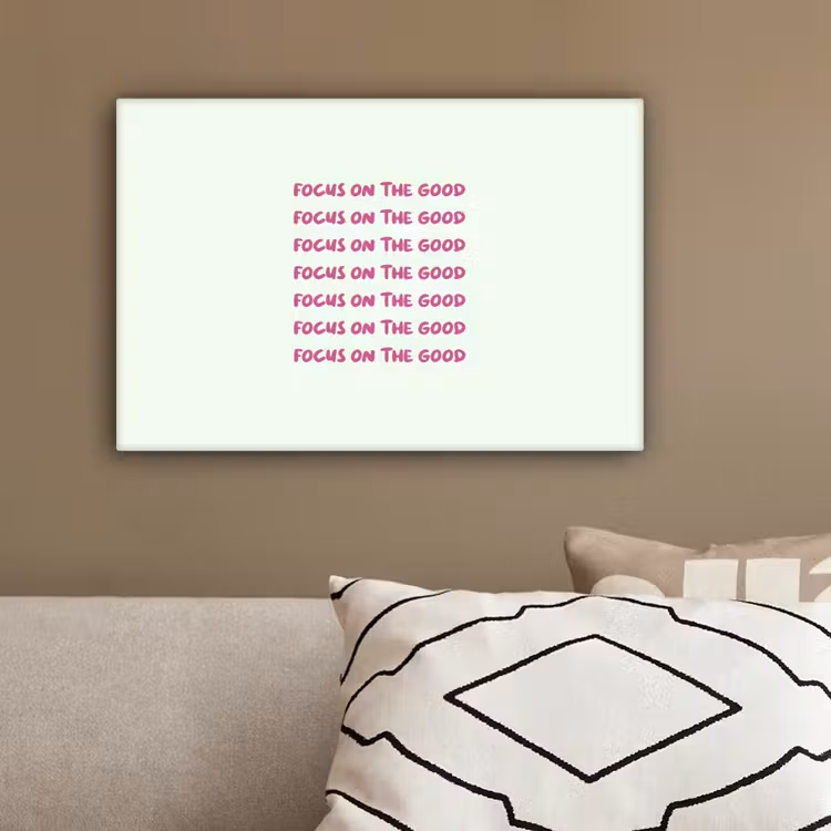 Focus on the good - Roze canvas 2cm klein -sfeer3