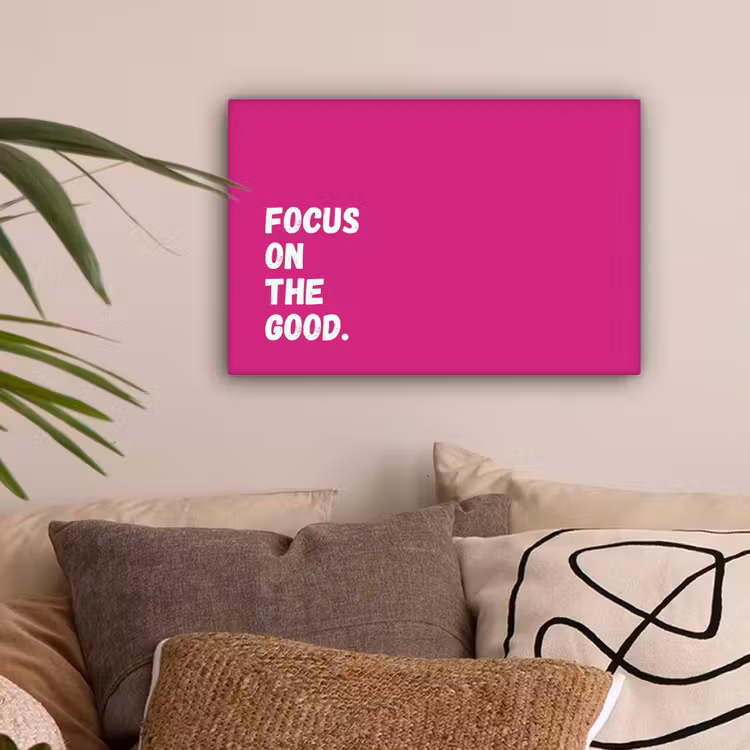 Focus on the good - Roze - Simple canvas 2cm klein -sfeer1