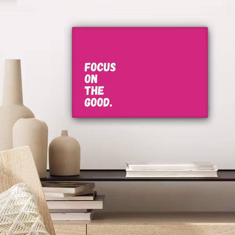 Focus on the good - Roze - Simple canvas 2cm klein -sfeer6