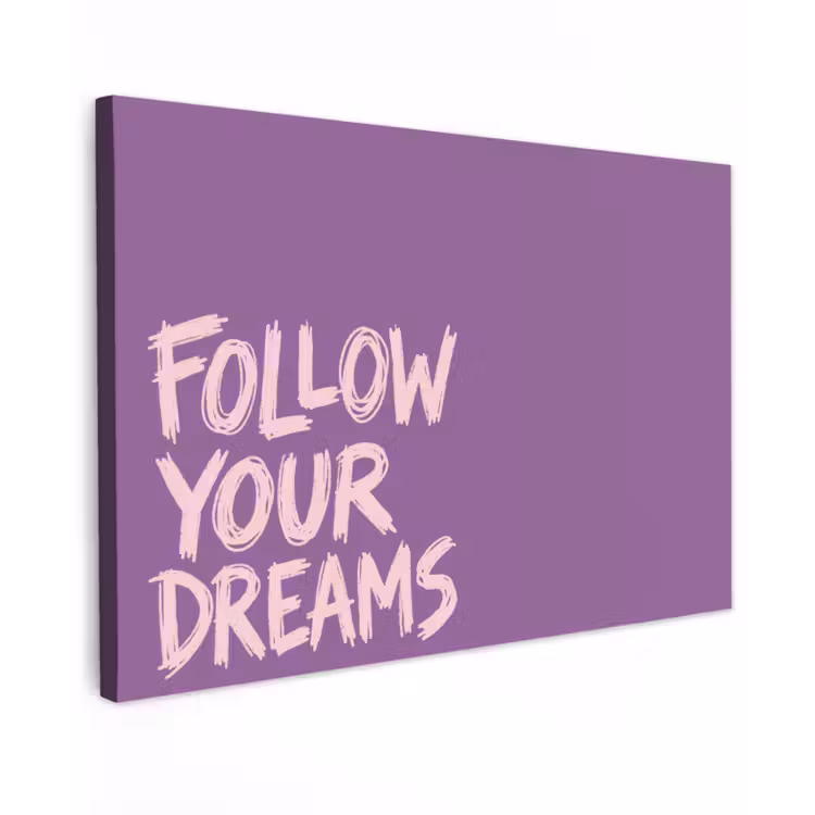 Follow your dreams - Paars - Penseeltextuur canvas 2cm klein -z3d