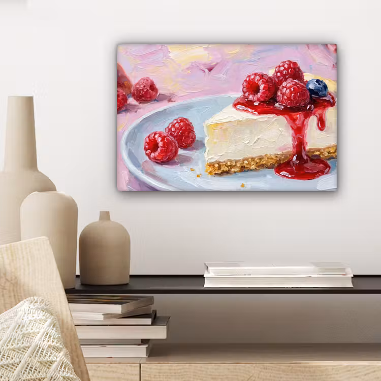 Eten - Cheesecake - Bessen - Abstract - Roze canvas 2cm klein -sfeer6