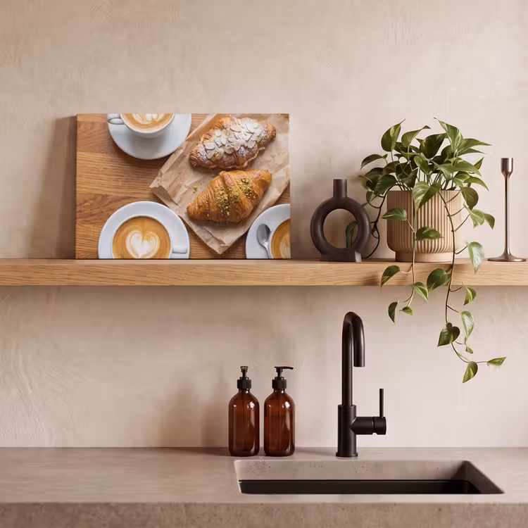 Eten - Croissant - Koffie - Ontbijt - Modern canvas 2cm klein -sfeer3