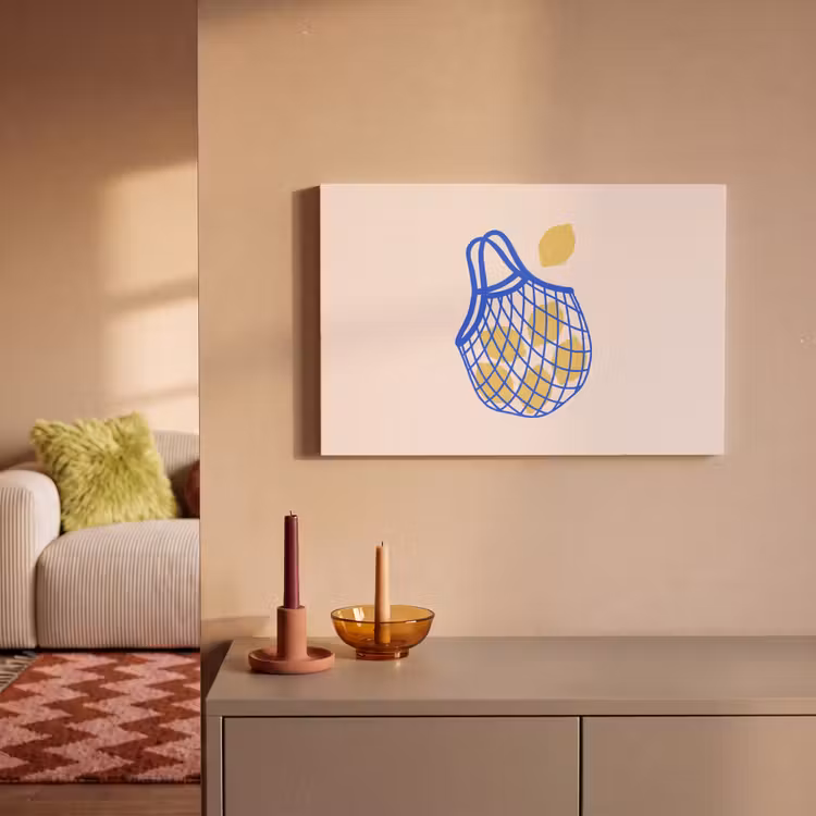 Eten - Citroen - Boodschappen - Abstract - Geel - Blauw canvas 2cm klein -sfeer1
