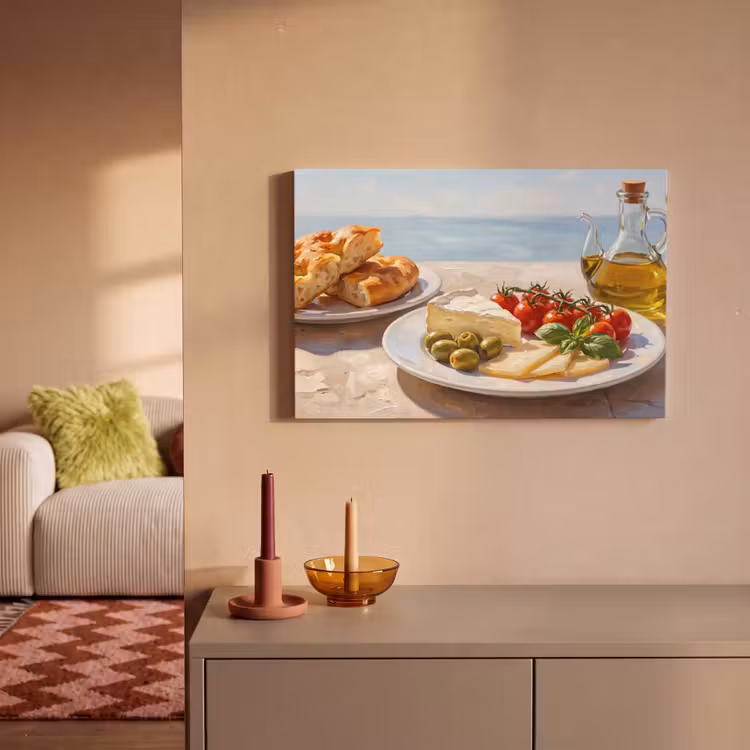 Eten - Middellandse Zee - Natuur - Geschilderd canvas 2cm klein -sfeer1