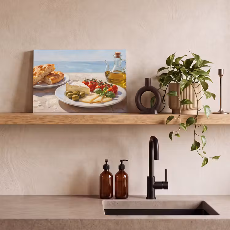 Eten - Middellandse Zee - Natuur - Geschilderd canvas 2cm klein -sfeer3