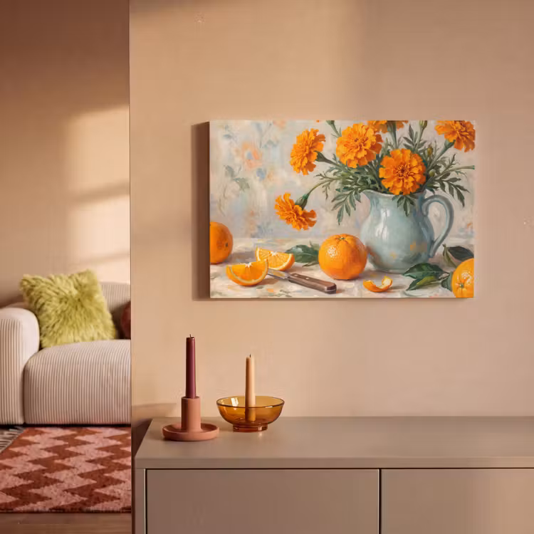 Canvas Print - Food - Orange - Art - Eten - Oranje - Kunst canvas 2cm klein