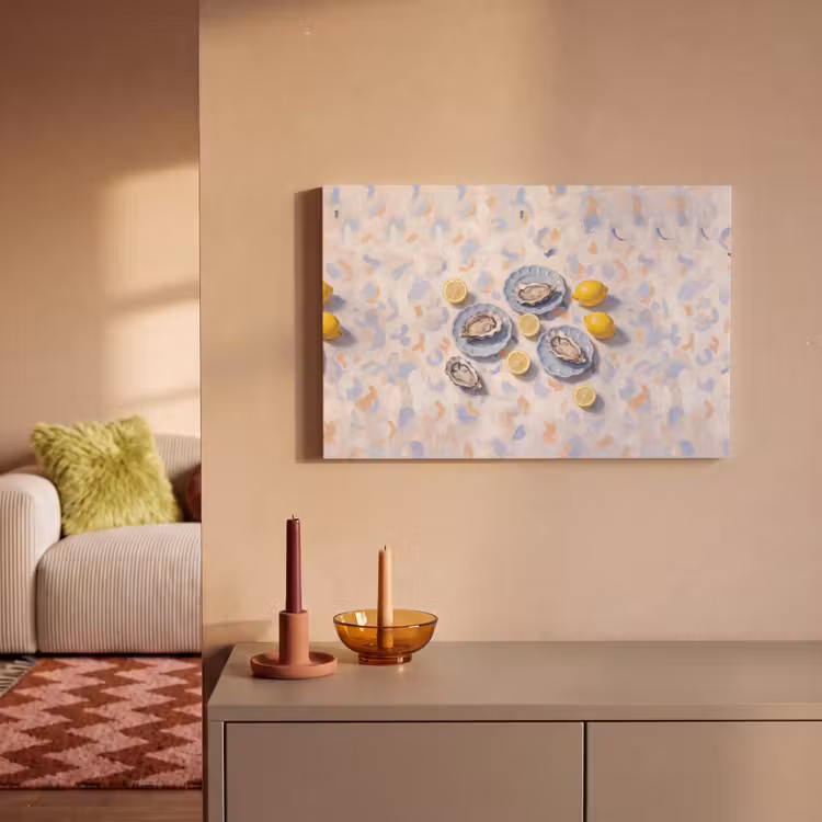 Eten - Oesters - Citroenen - Modern - Geel canvas 2cm klein -sfeer1