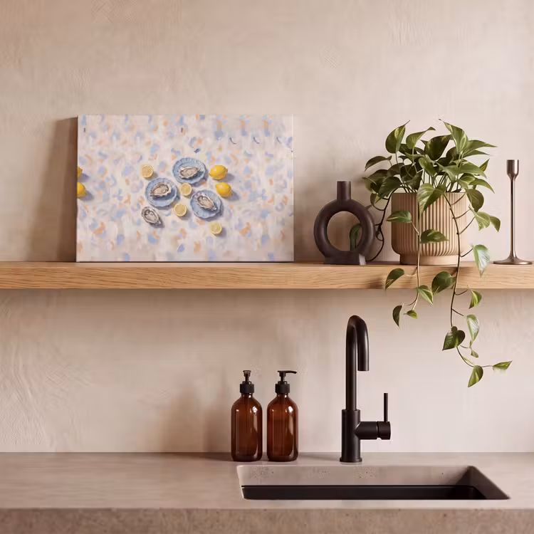 Eten - Oesters - Citroenen - Modern - Geel canvas 2cm klein -sfeer3