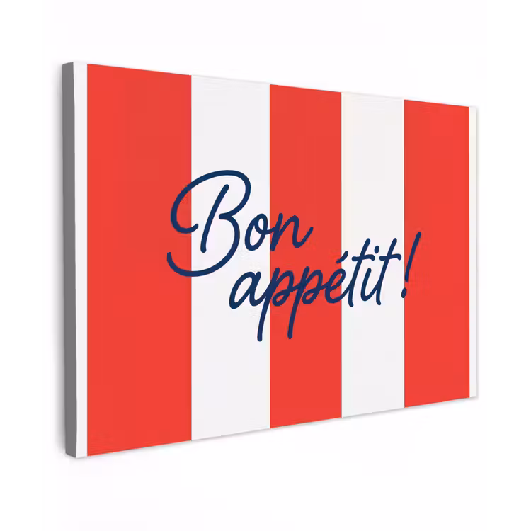 Eten - Spreuk - Keuken - Grafisch - Rood-Wit canvas 2cm klein -z3d