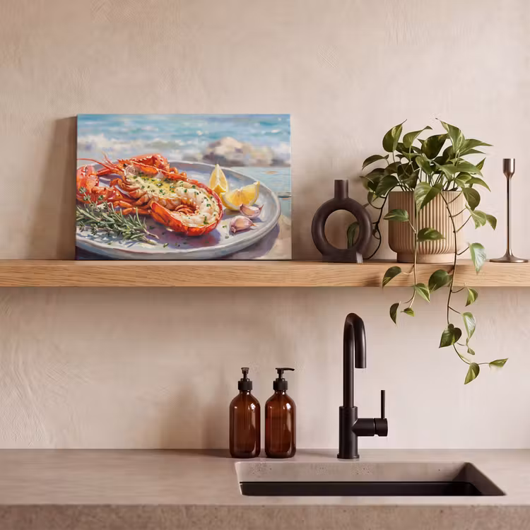 Eten - Zee - Kust - Modern - Blauw canvas 2cm klein -sfeer3