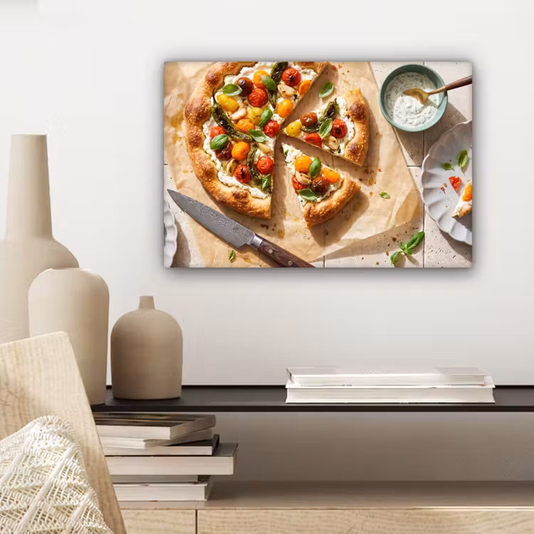 Eten - Tomaten - Basilicum - Maaltijd - Vers canvas 2cm klein -sfeer6