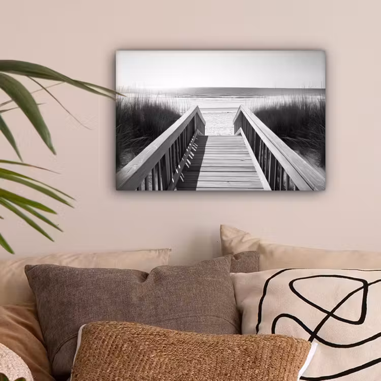Loopbrug - Hout - Strand - Zee canvas 2cm klein -sfeer1