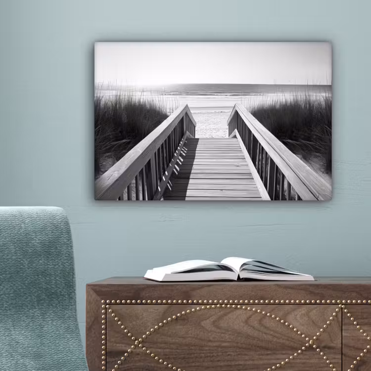 Loopbrug - Hout - Strand - Zee canvas 2cm klein -sfeer4